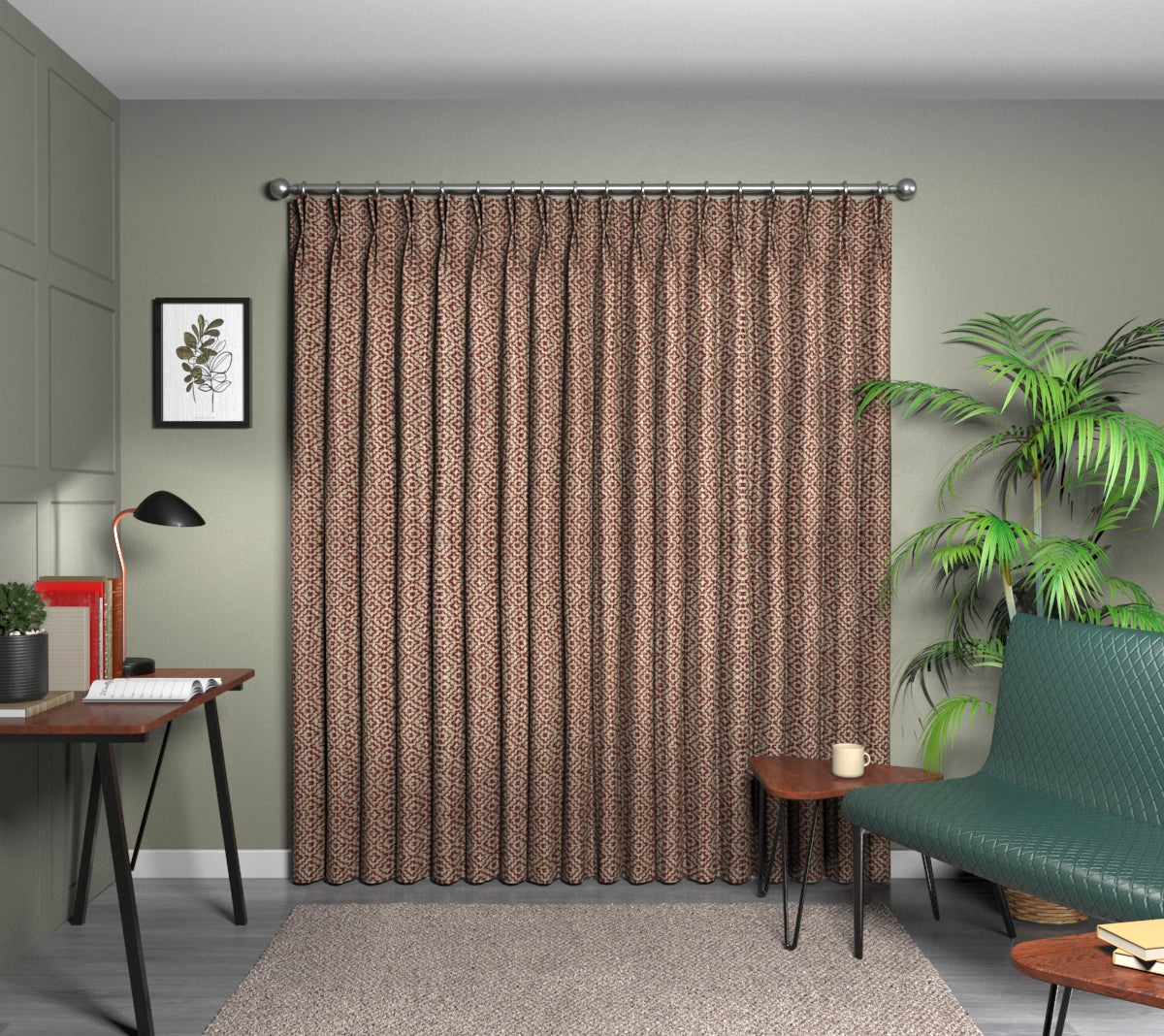 Linden Russet Double Pleat Curtain