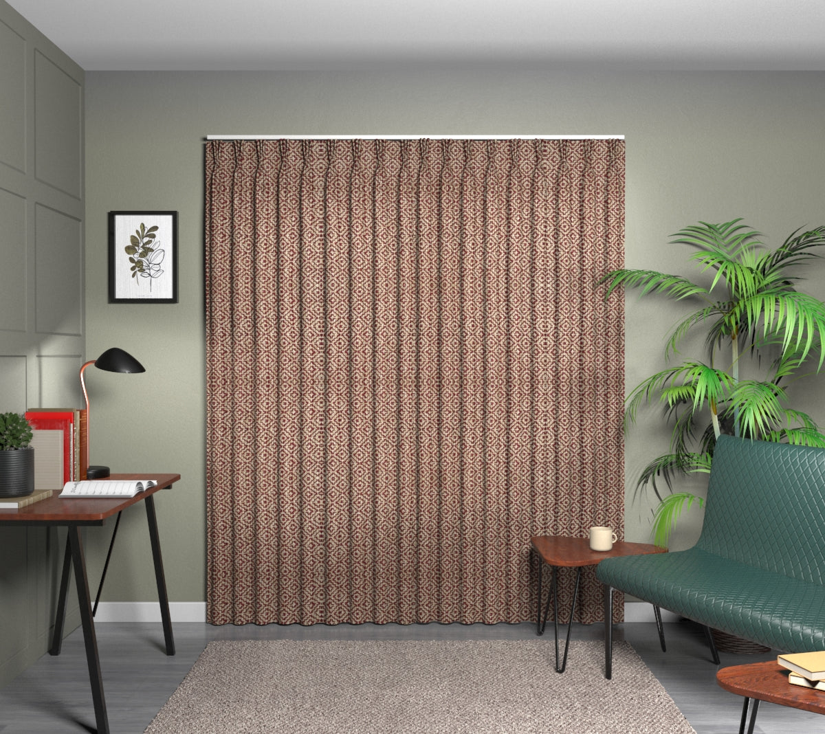 Linden Russet Triple Pleat Curtain