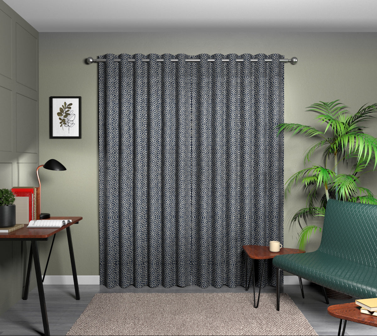 Linden Indigo Eyelet Curtain