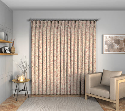 Osier Rosewood/Sepia Double Pleat Curtain