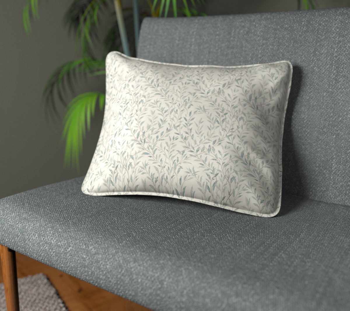 Osier Wedgwood/Silver Piped Cushion