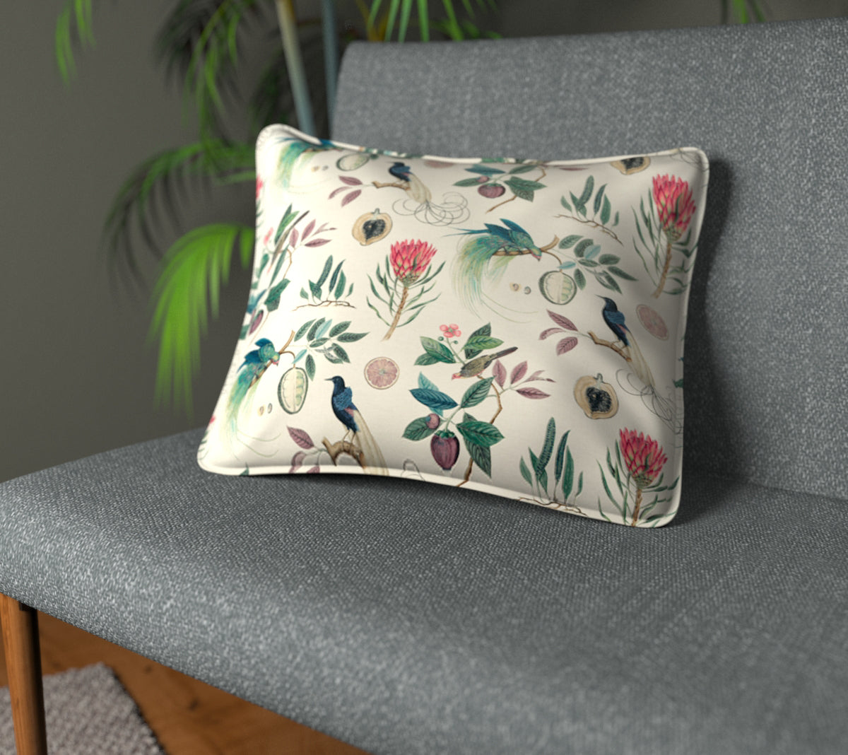 Paradesia Fig/Indigo Piped Cushion