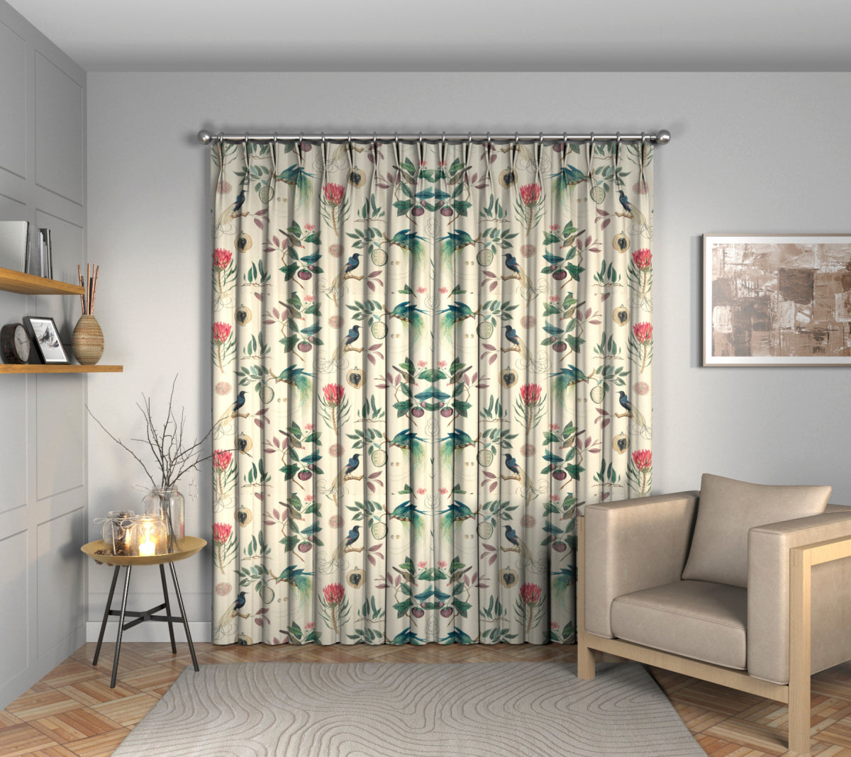Paradesia Fig/Indigo Double Pleat Curtain