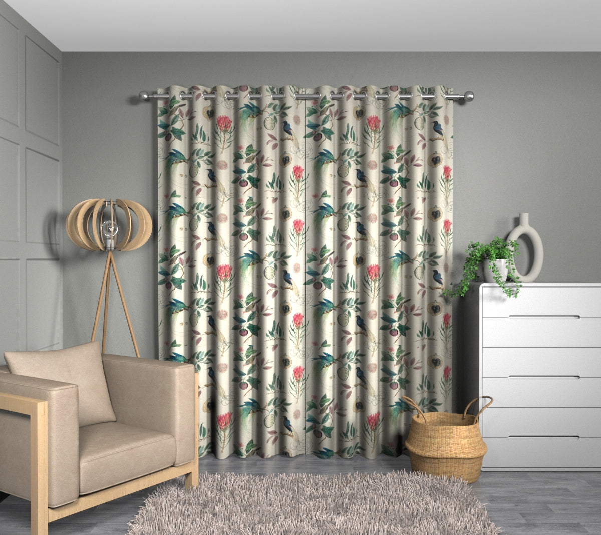 Paradesia Fig/Indigo Eyelet Curtain