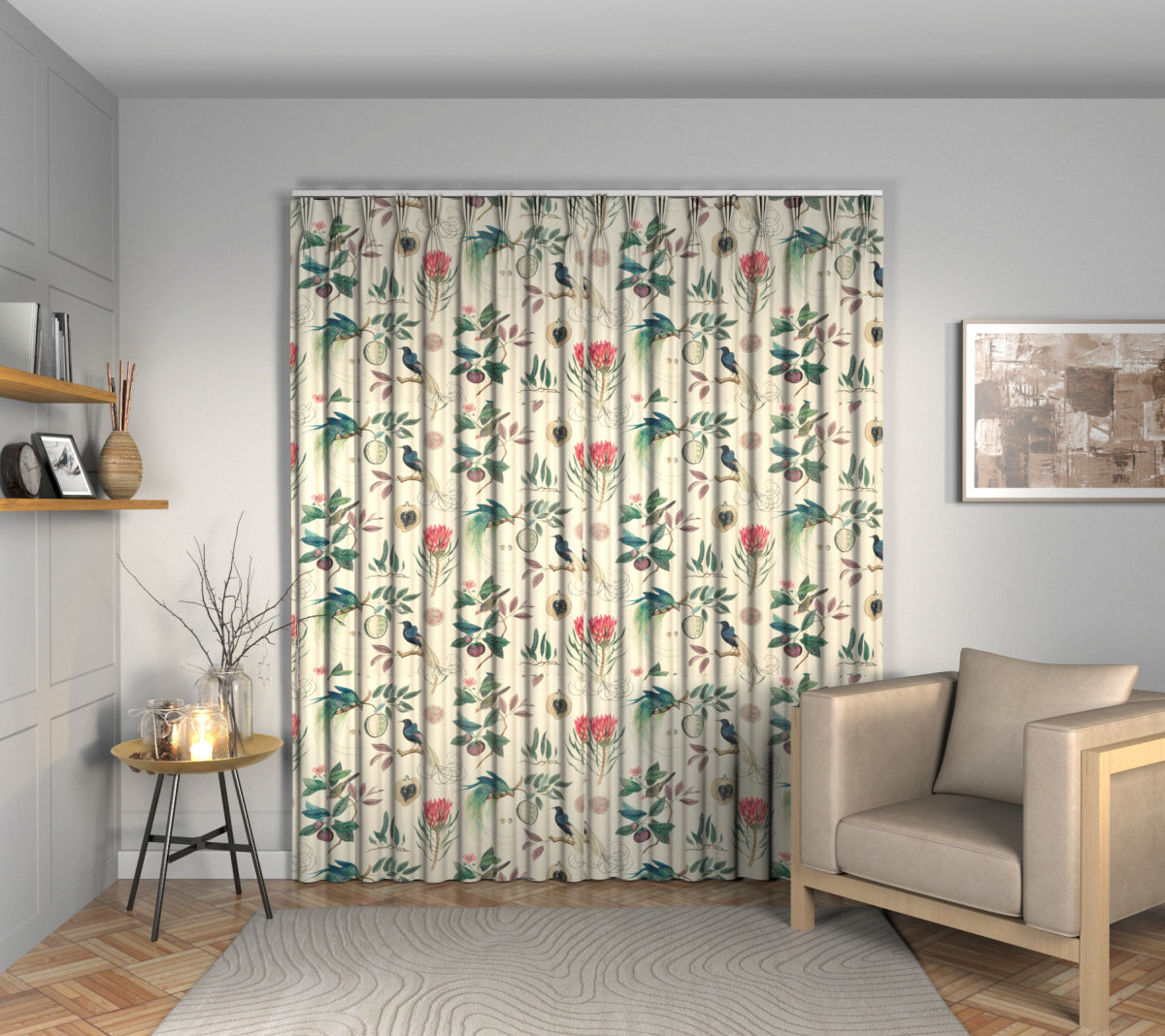 Paradesia Fig/Indigo Triple Pleat Curtain