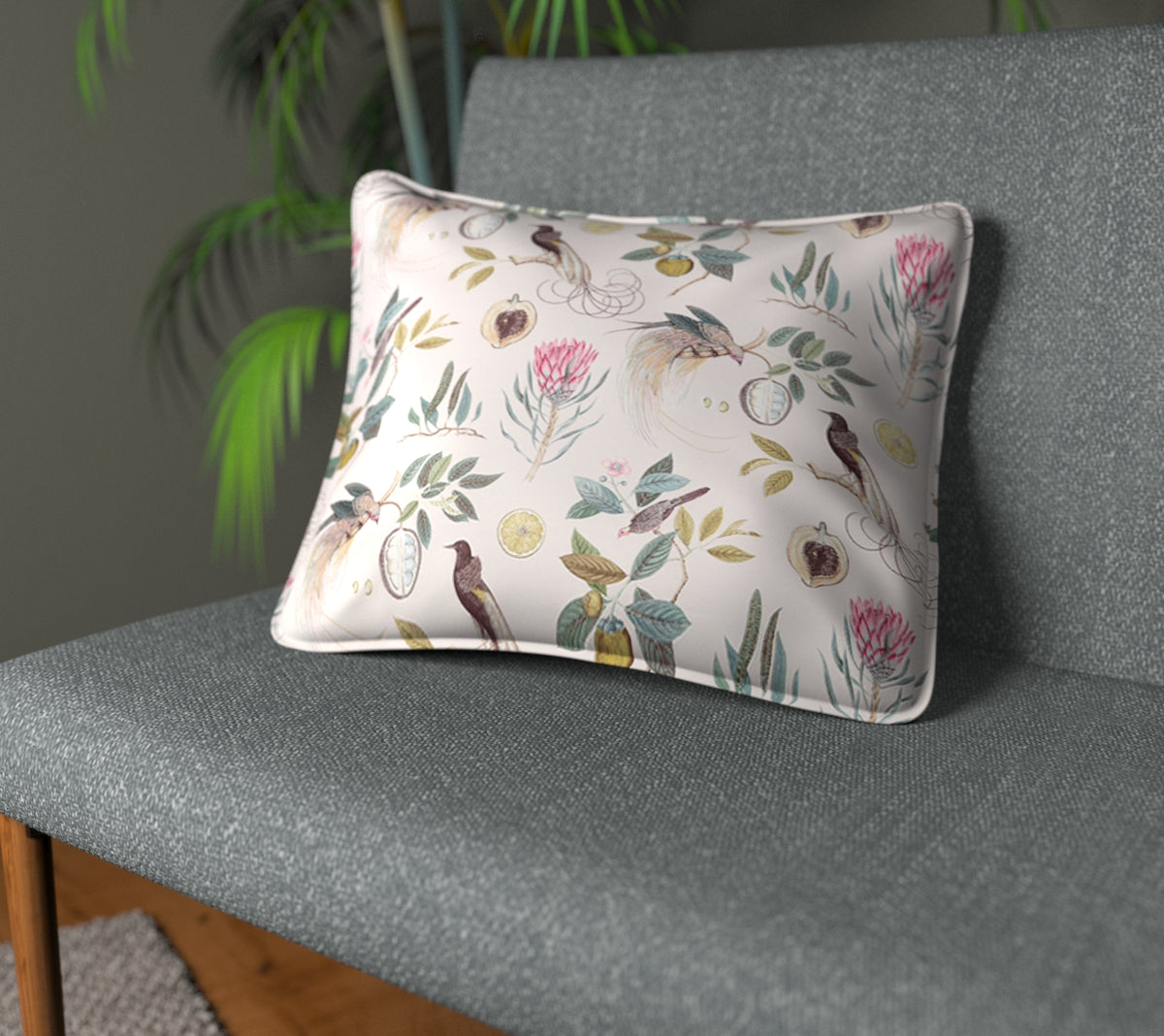 Paradesia Orchid/Grey Piped Cushion