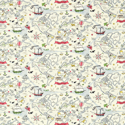Treasure Map Vanilla Fabric Sample