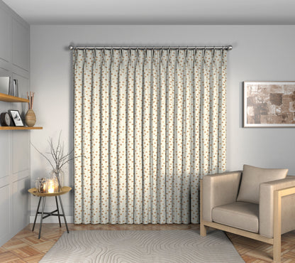 Gingko Trail Brick Double Pleat Curtain