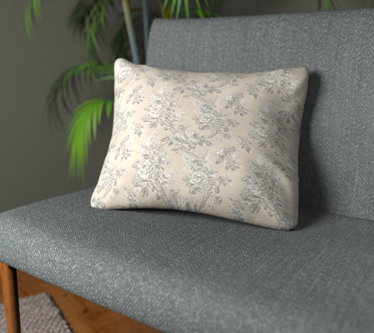 Sorilla Damask Silver/Linen Plain Cushion