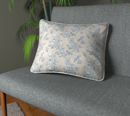 Sorilla Damask Delft/Linen Piped Cushion