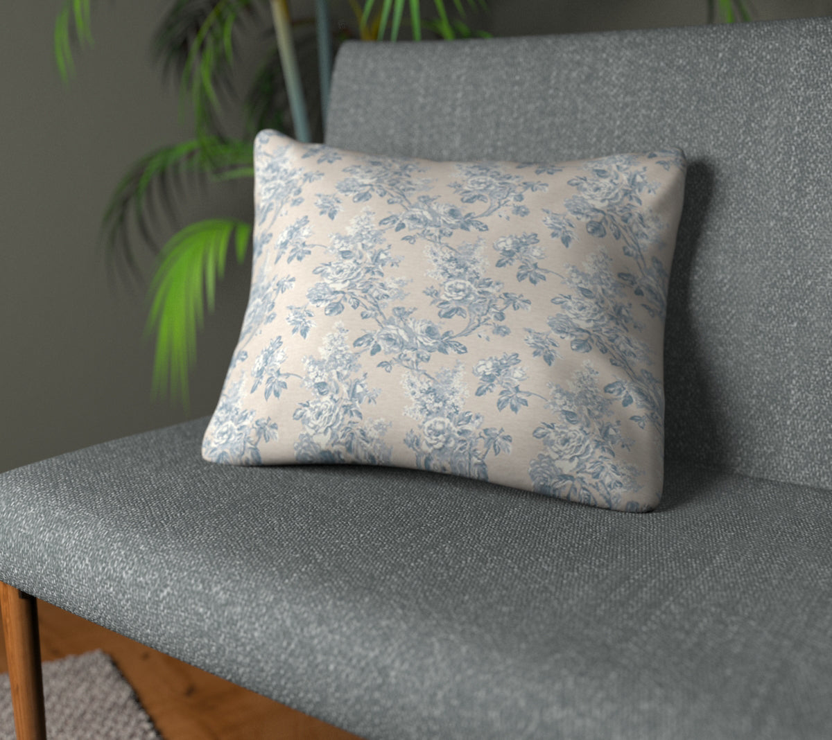 Sorilla Damask Delft/Linen Plain Cushion