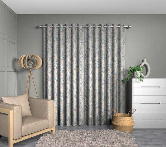 Sorilla Damask Delft/Linen Eyelet Curtain