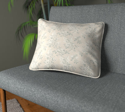 Sorilla Damask Eggshell/Linen Piped Cushion