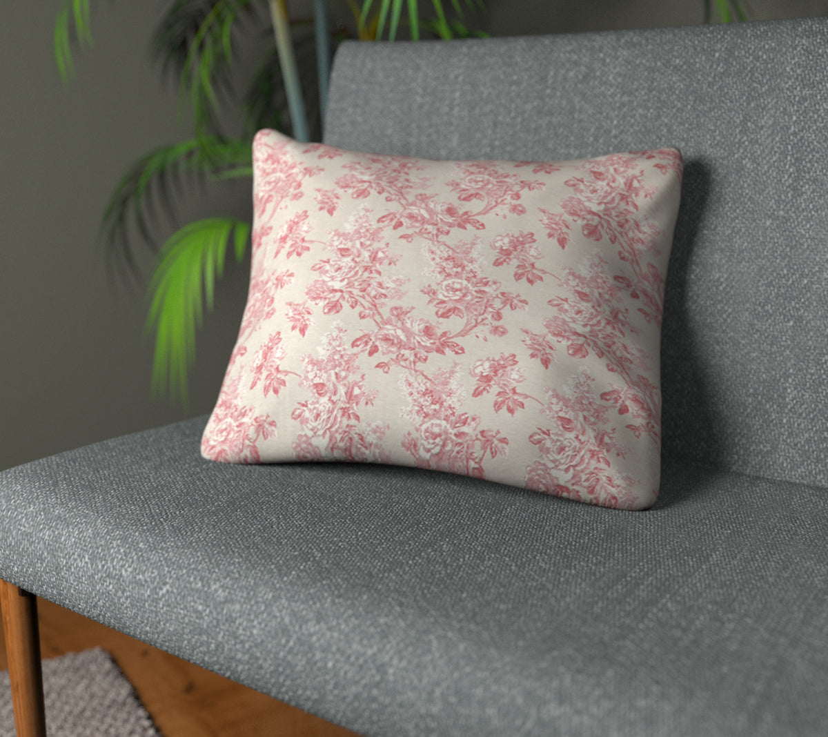 Sorilla Damask Rose/Linen Plain Cushion