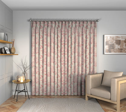 Sorilla Damask Rose/Linen Double Pleat Curtain