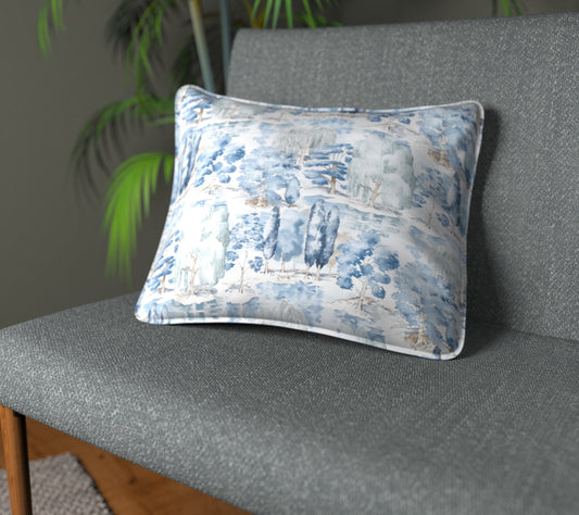 Waterperry Indigo Piped Cushion