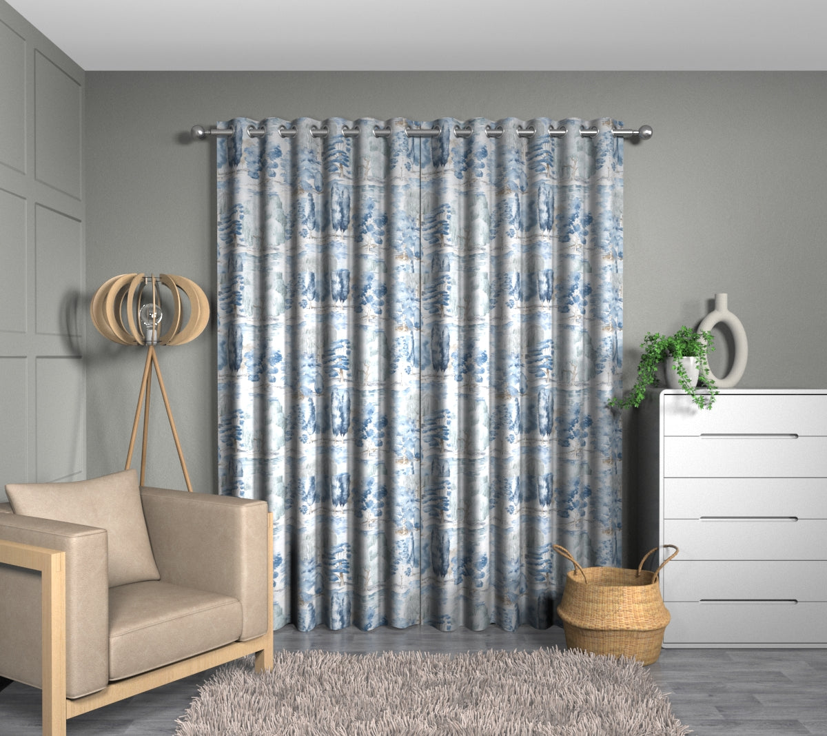 Waterperry Indigo Eyelet Curtain