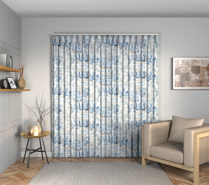 Waterperry Indigo Triple Pleat Curtain