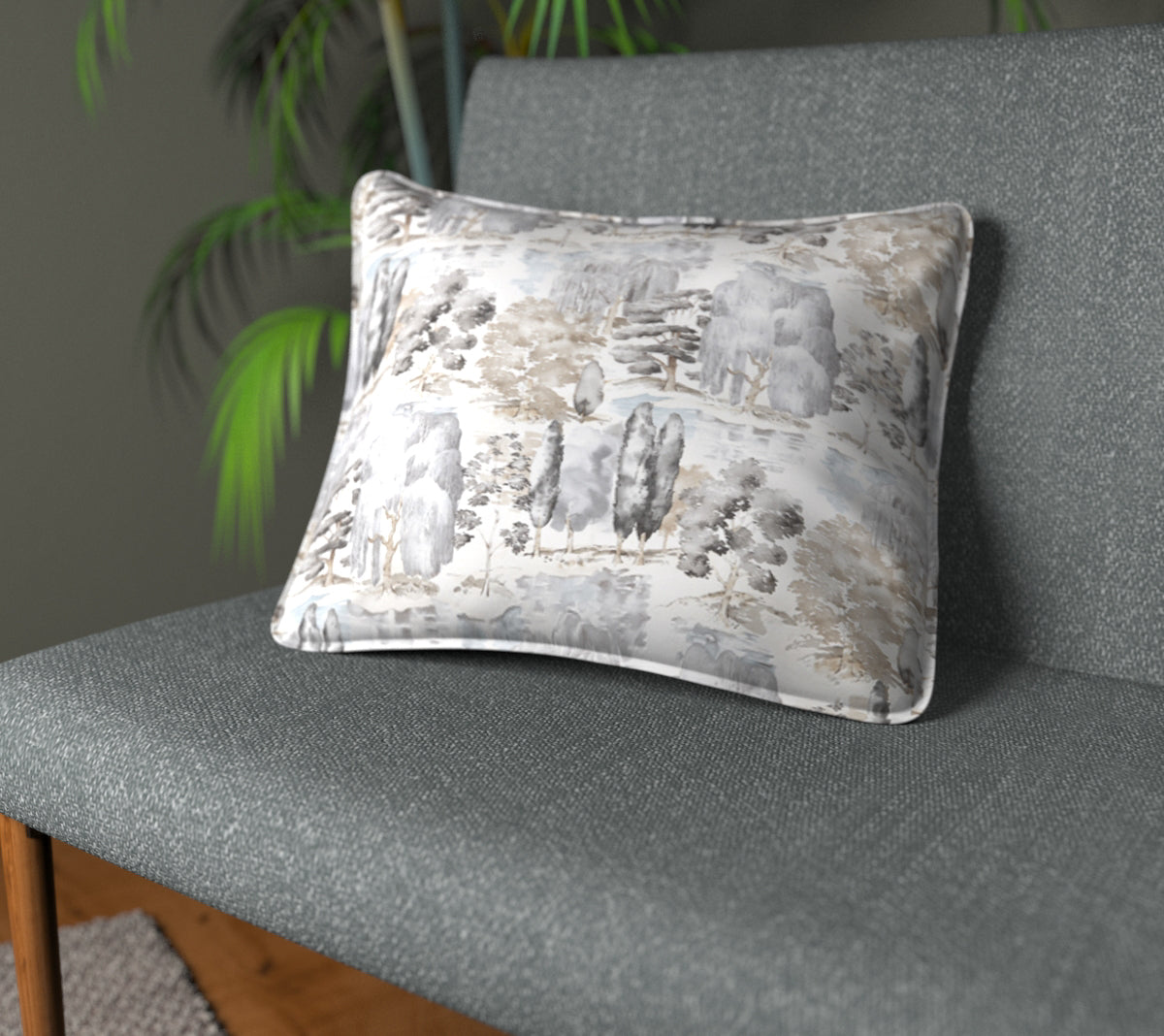 Waterperry Charcoal Piped Cushion