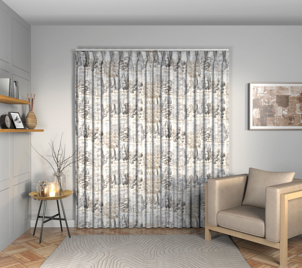 Waterperry Charcoal Triple Pleat Curtain