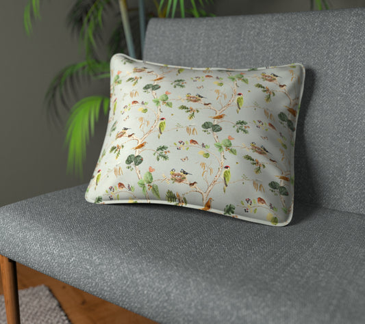 Woodland Chorus Sky Blue/Multi Piped Cushion