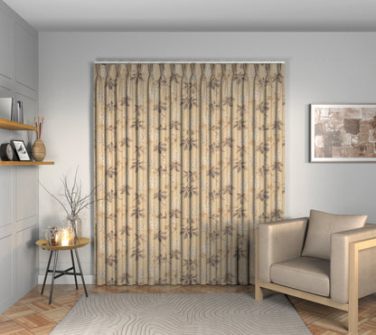 Chestnut Tree Wheat/Pebble Triple Pleat Curtain