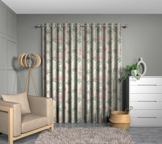 Chestnut Tree Seaspray/Peony Eyelet Curtain