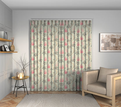 Chestnut Tree Seaspray/Peony Triple Pleat Curtain