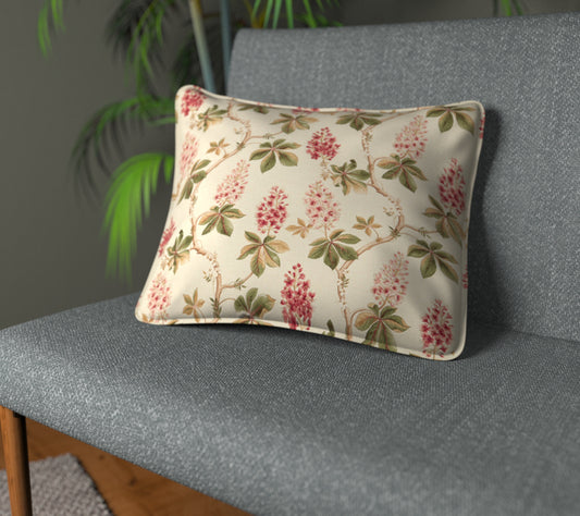 Chestnut Tree Coral/Bayleaf Piped Cushion