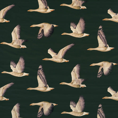 Elysian Geese Forest/Fig Fabric Sample