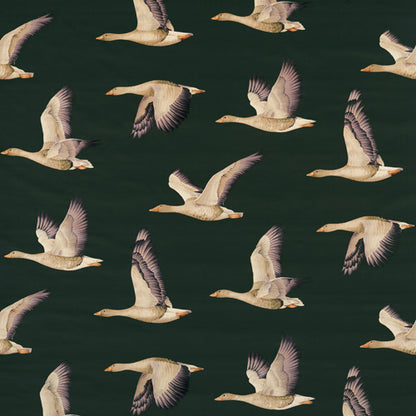 Elysian Geese Forest/Fig Fabric Sample