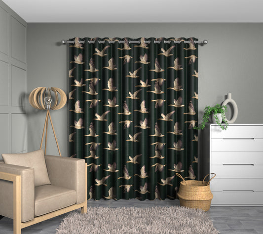 Elysian Geese Forest/Fig Eyelet Curtain