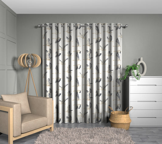 Elysian Geese Silver/Chalk Eyelet Curtain
