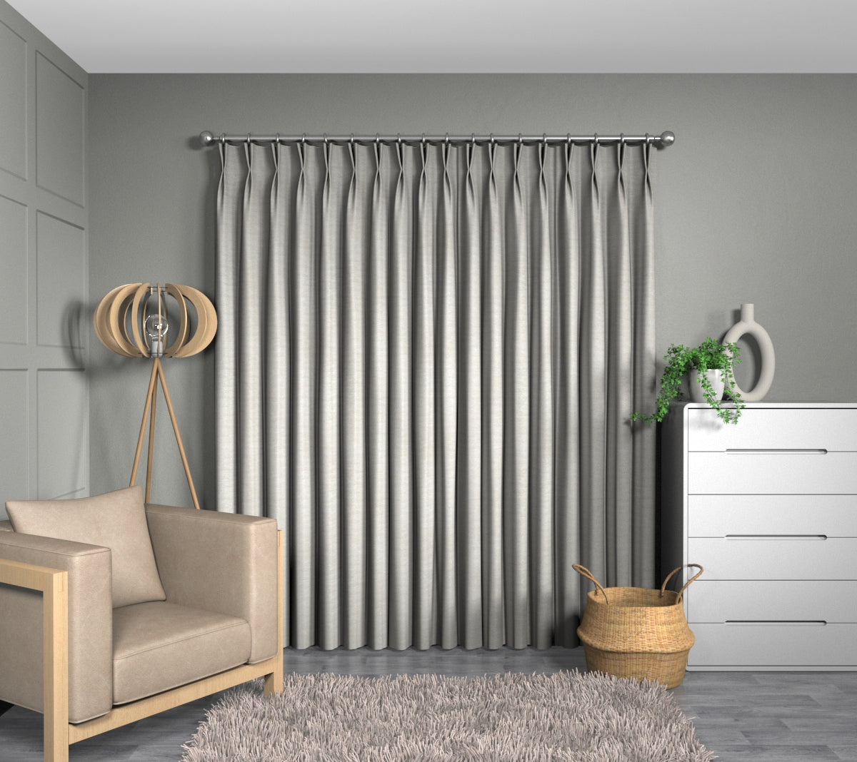 Ellary Porcelian Double Pleat Curtain