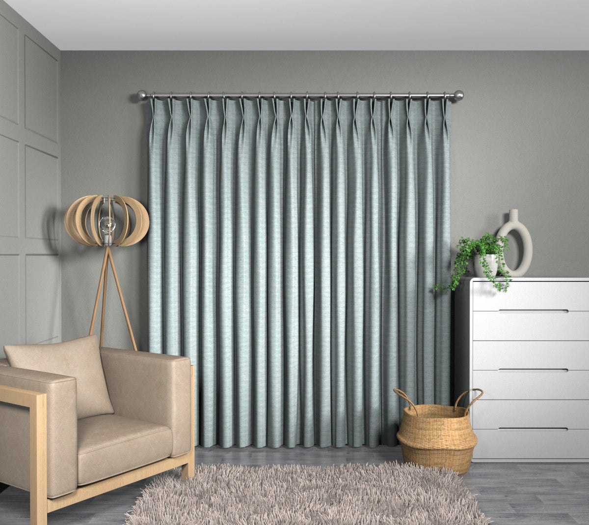 Ellary Seaspray Double Pleat Curtain
