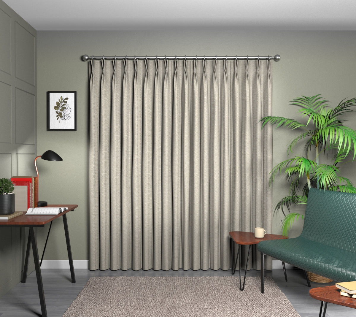 Mercury Linen Double Pleat Curtain