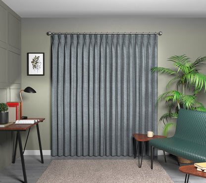 Nebula Charcoal Double Pleat Curtain