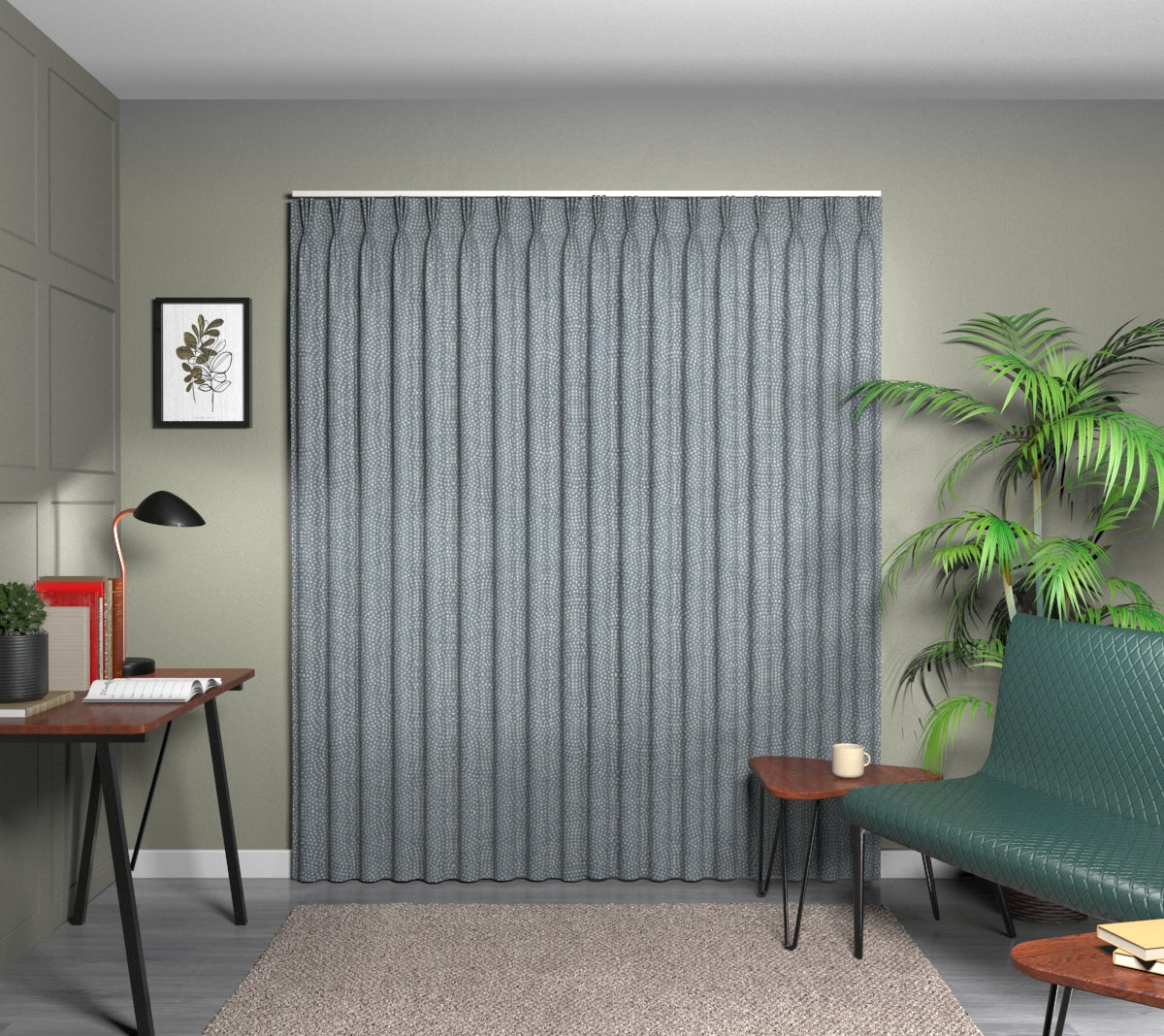 Nebula Charcoal Triple Pleat Curtain