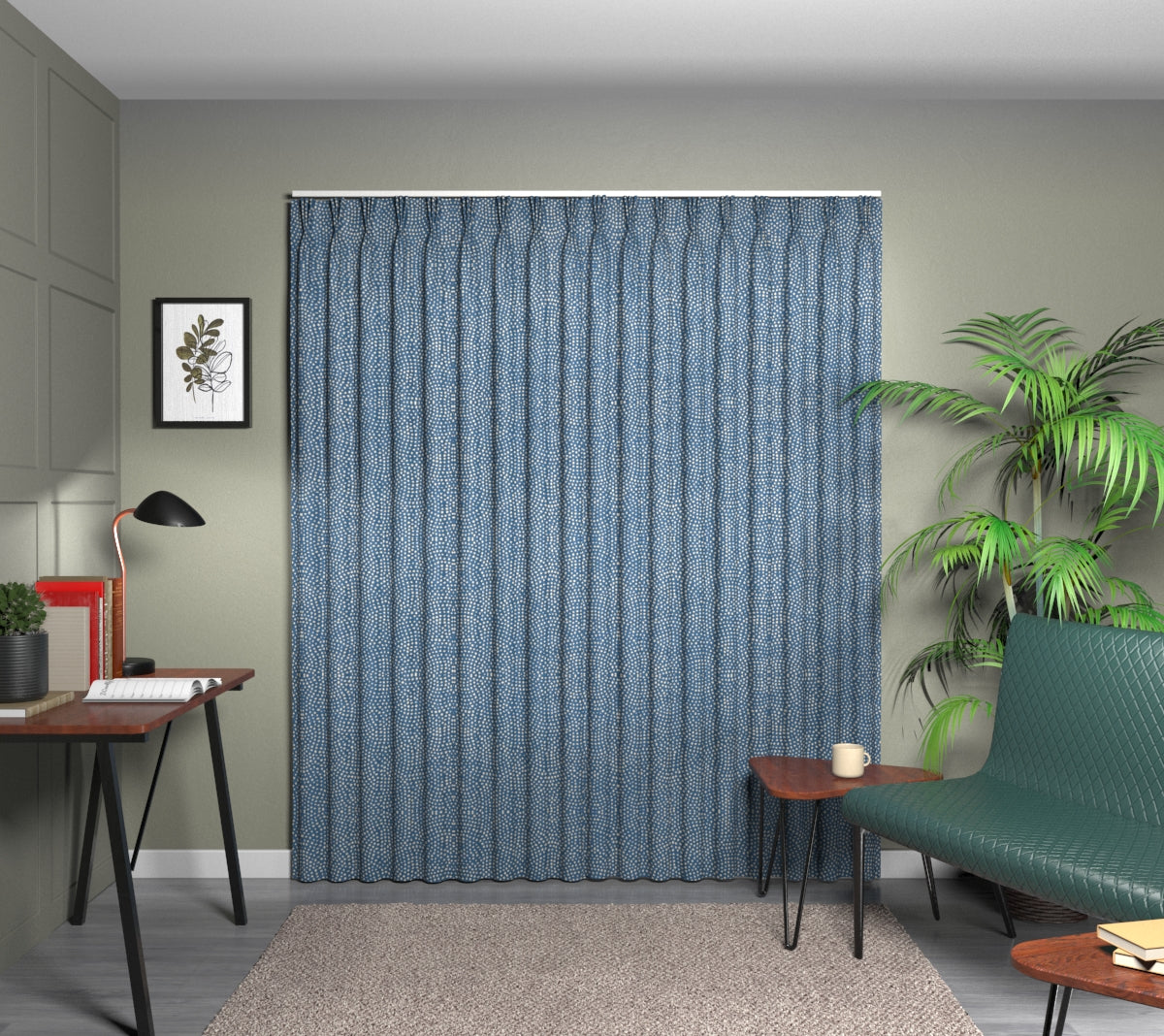 Nebula Denim Triple Pleat Curtain