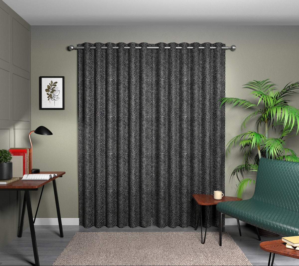 Nebula Noir Eyelet Curtain