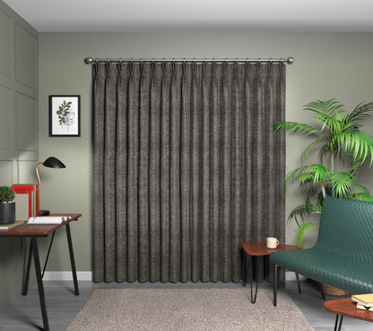 Levante Charcoal Double Pleat Curtain