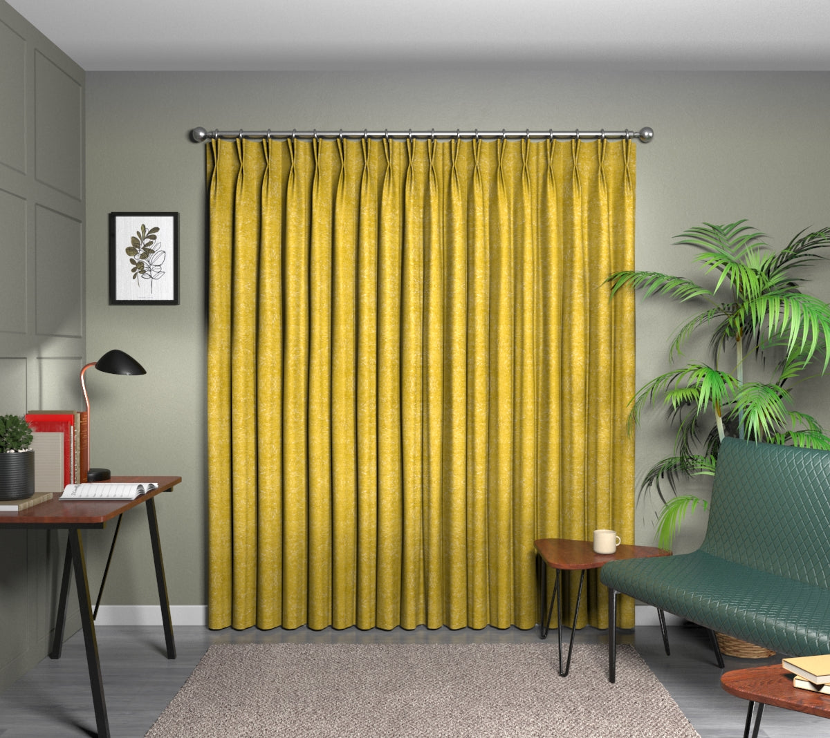Levante Chartreuse Double Pleat Curtain