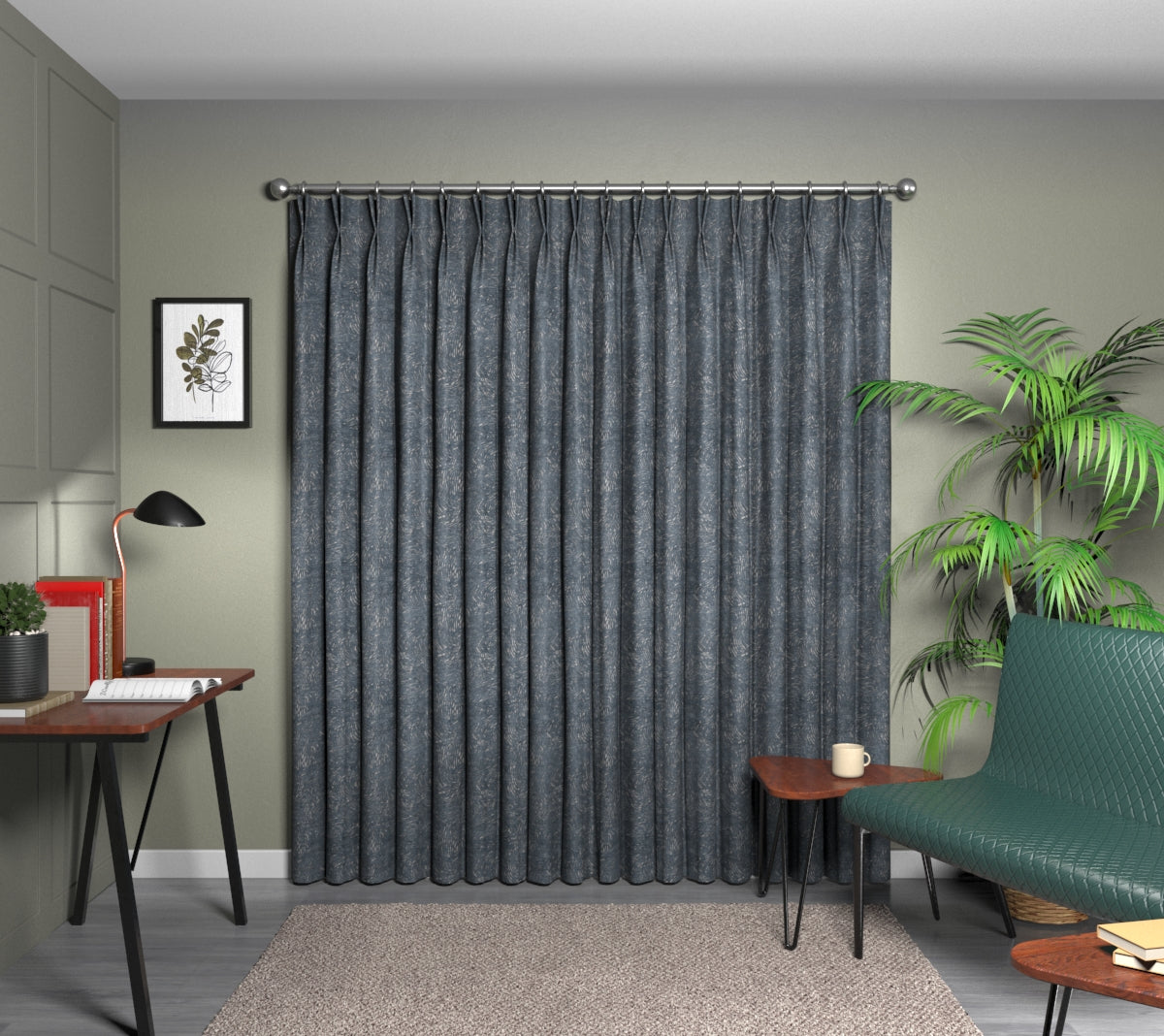 Levante Denim Double Pleat Curtain