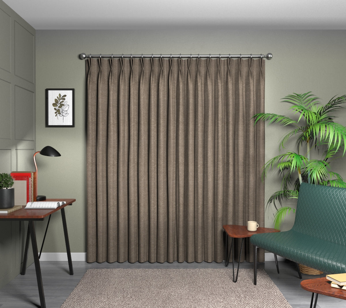 Levante Taupe Double Pleat Curtain