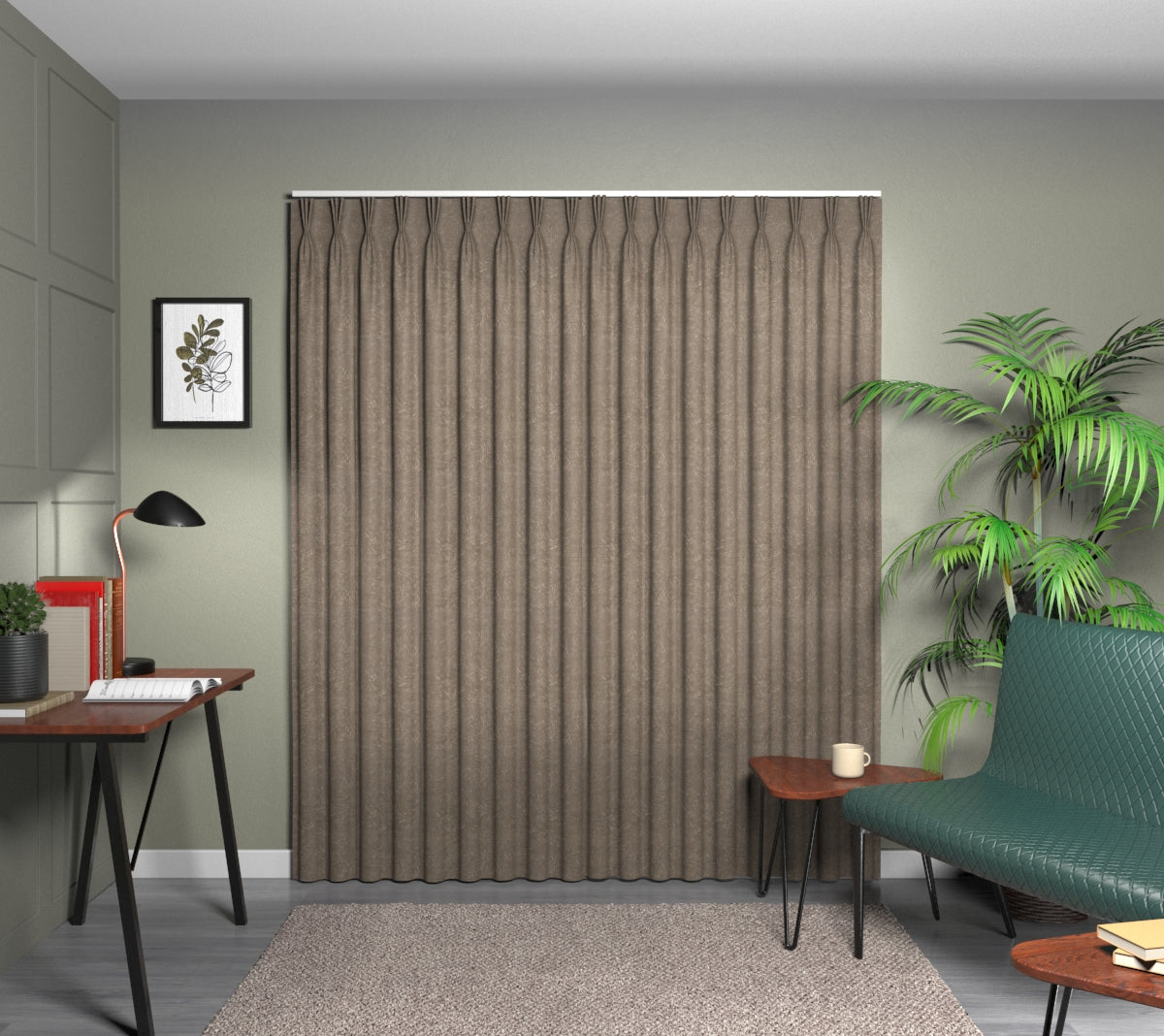 Levante Taupe Triple Pleat Curtain
