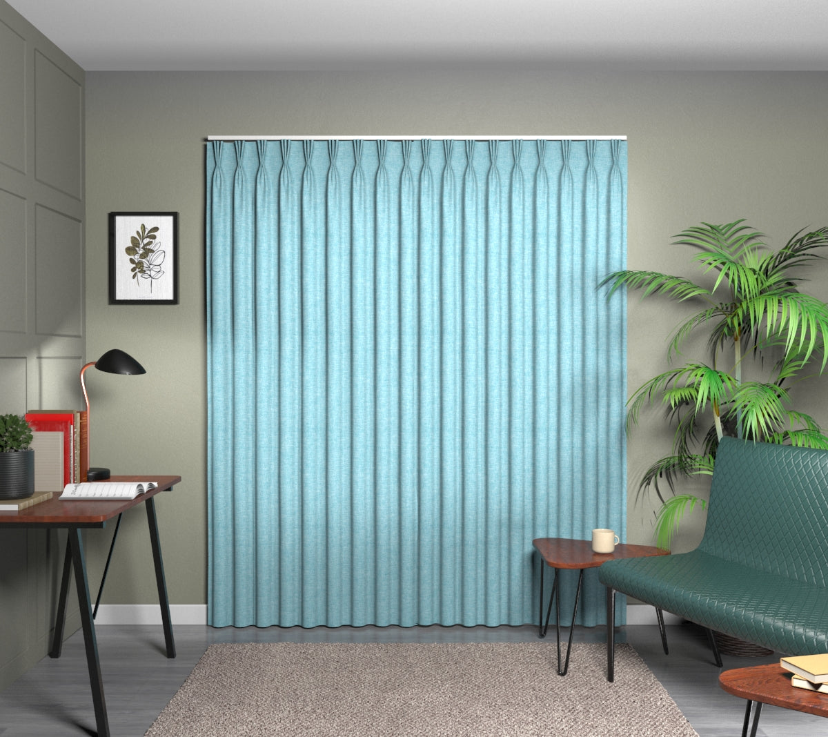 Kelso Bluebird Triple Pleat Curtain