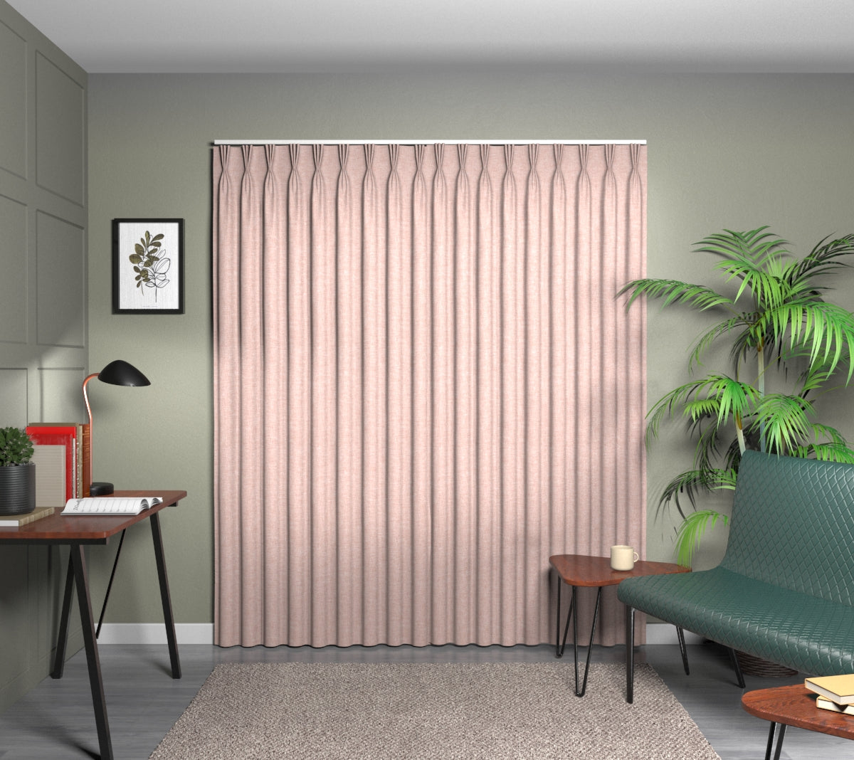 Kelso Blush Triple Pleat Curtain