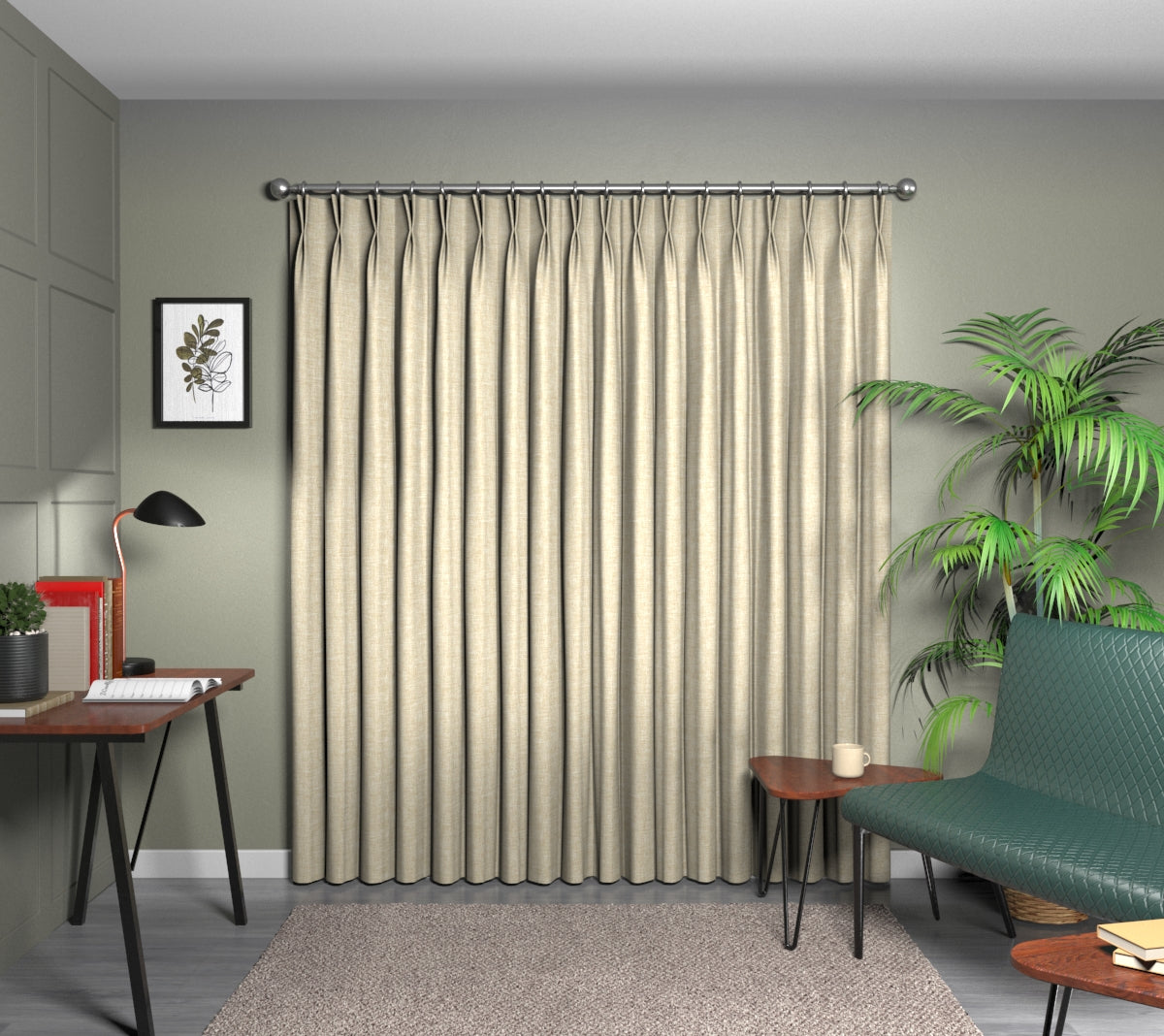Kelso Buttercup Double Pleat Curtain