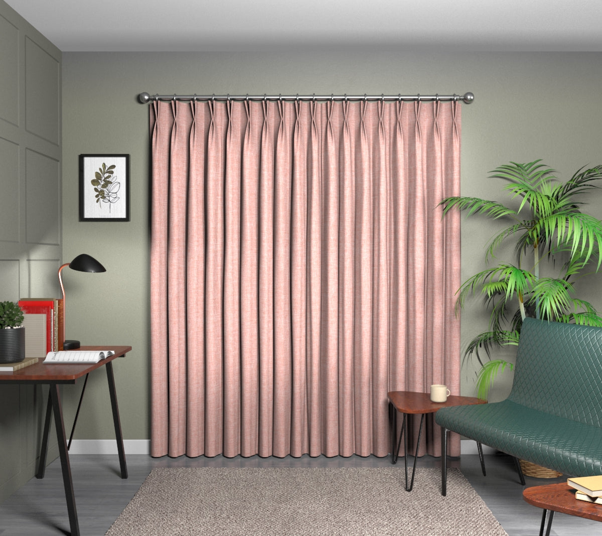 Kelso Coral Double Pleat Curtain