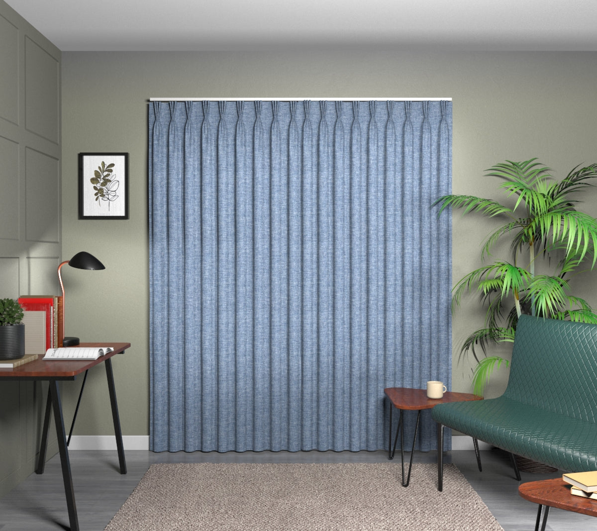 Kelso Denim Triple Pleat Curtain